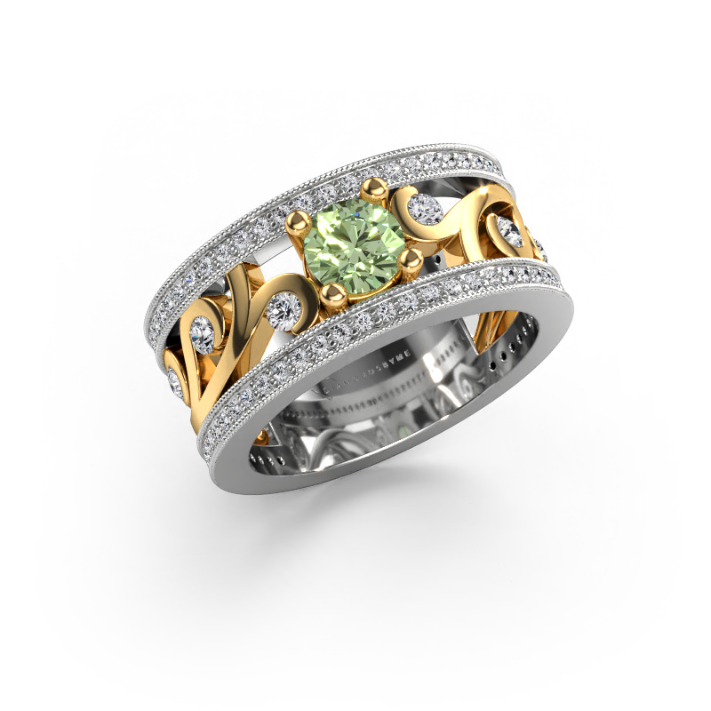 Image of Ring Sanne 585 white gold Green lab grown diamond 5 mm