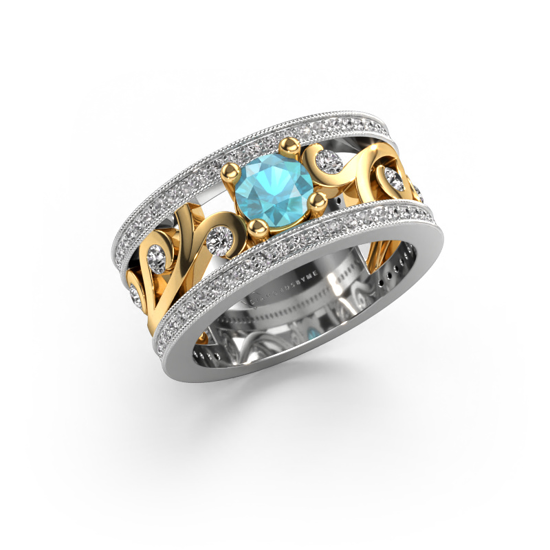 Image de Bague Sanne 585 or blanc Topaze bleue 5 mm