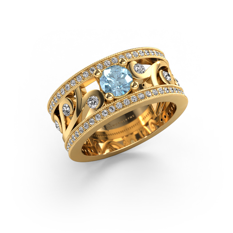 Bild von Ring Sanne 585 Gold Blauer Labordiamant 5 mm