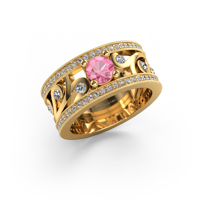 Image de Bague Sanne 585 or jaune Saphir rose 5 mm