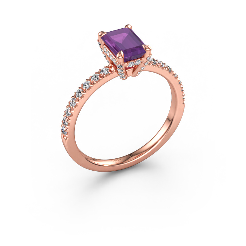 Bild av Förlovningsring Saskia EME 1 585 roséguld Ametist 7x5 mm