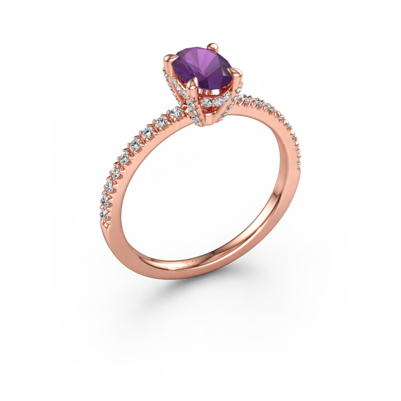 Bild av Förlovningsring Saskia 1 OVL 585 roséguld Ametist 7x5 mm