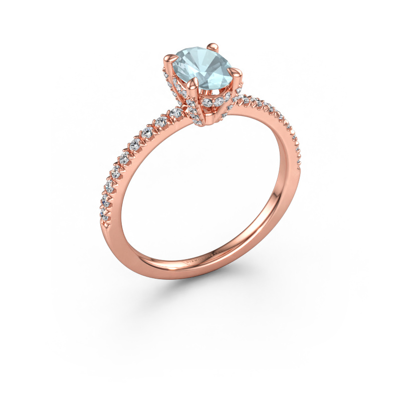 Bild av Förlovningsring Saskia 1 OVL 585 roséguld Akvamarin 7x5 mm