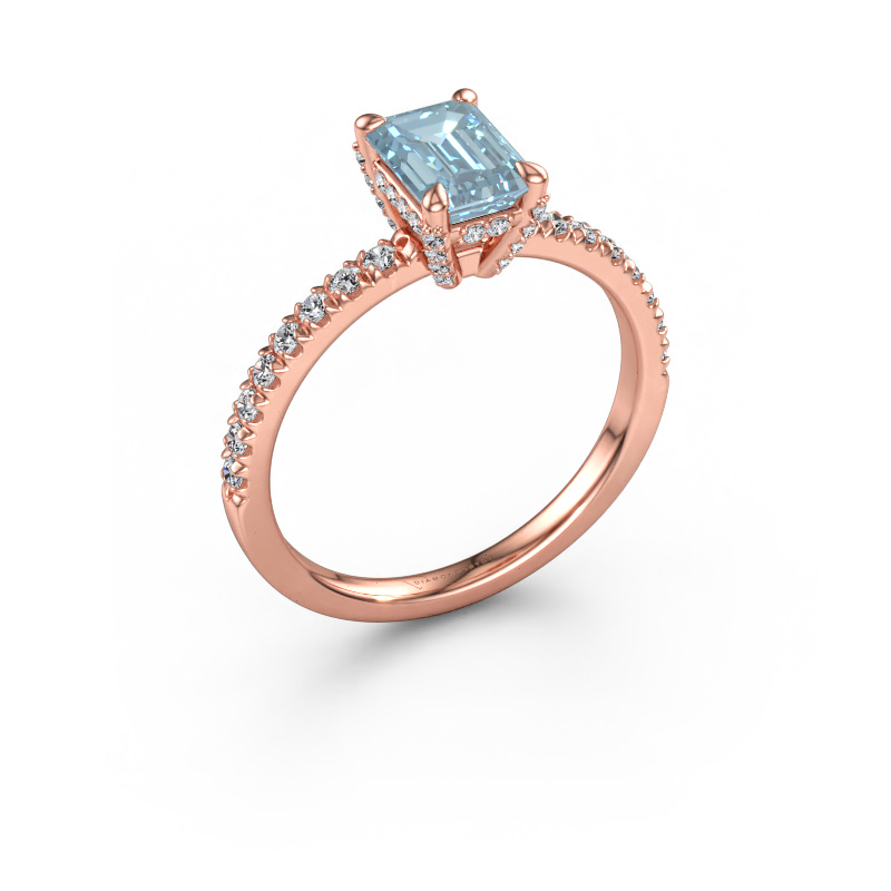 Bild av Förlovningsring Saskia EME 1 585 roséguld Blå labbodlad diamant 7x5 mm
