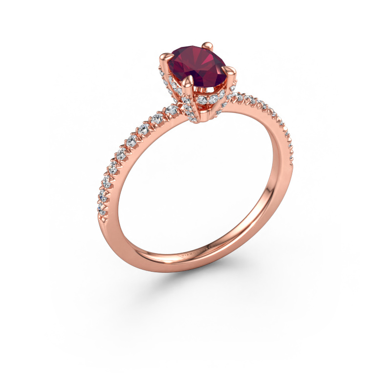 Immagine di Anello di fidanzamento Saskia 1 OVL 585 oro rosa Rodolite 7x5 mm