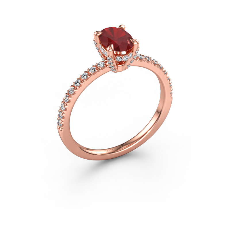 Immagine di Anello di fidanzamento Saskia 1 OVL 585 oro rosa Rubino 7x5 mm
