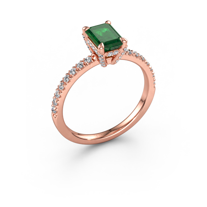 Bild av Förlovningsring Saskia EME 1 585 roséguld Smaragd 7x5 mm