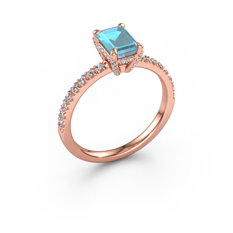Bild av Förlovningsring Saskia EME 1 585 roséguld Blå topas 7x5 mm