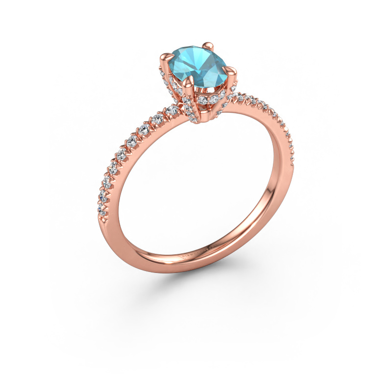 Bild av Förlovningsring Saskia 1 OVL 585 roséguld Blå topas 7x5 mm