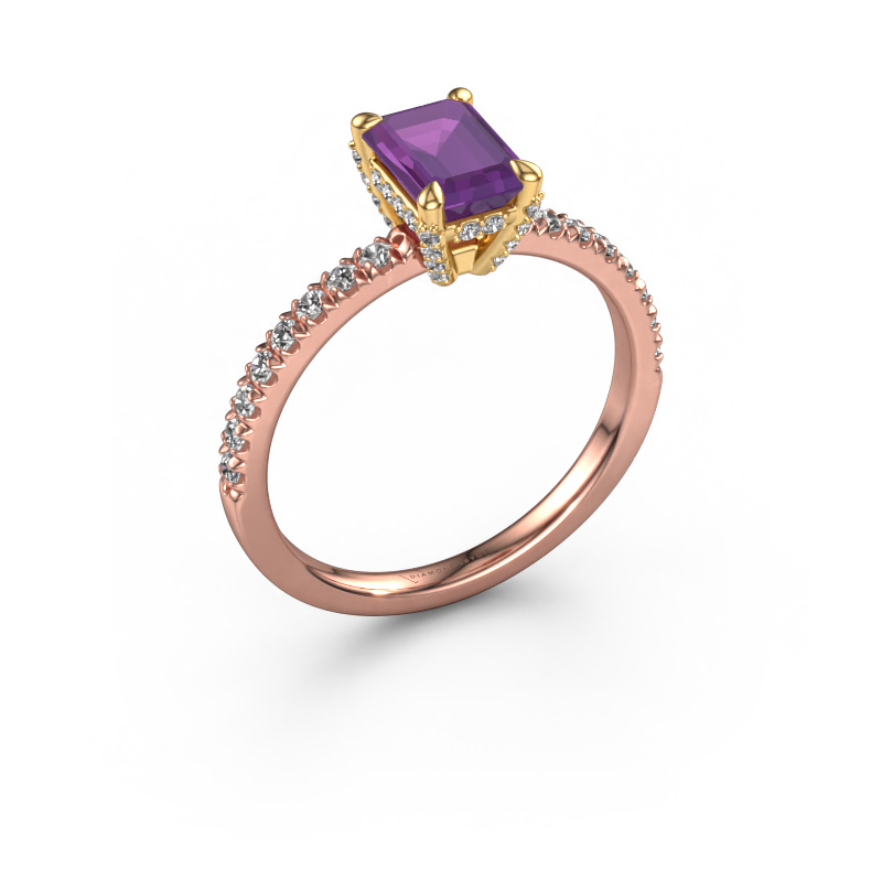 Bild von Verlobungsring Saskia eme 1 585 Roségold Amethyst 7x5 mm