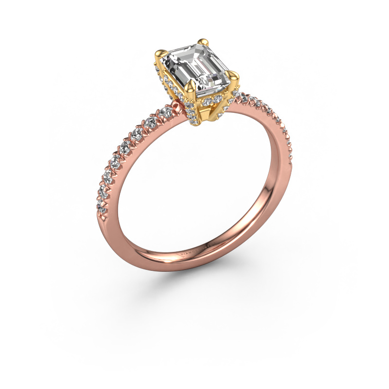 Image of Engagement ring Saskia eme 1 585 rose gold Custom diamond 7x5 mm