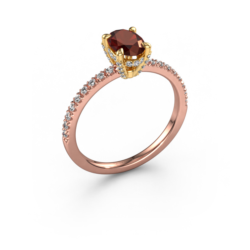 Image of Engagement ring Saskia 1 ovl 585 rose gold Garnet 7x5 mm