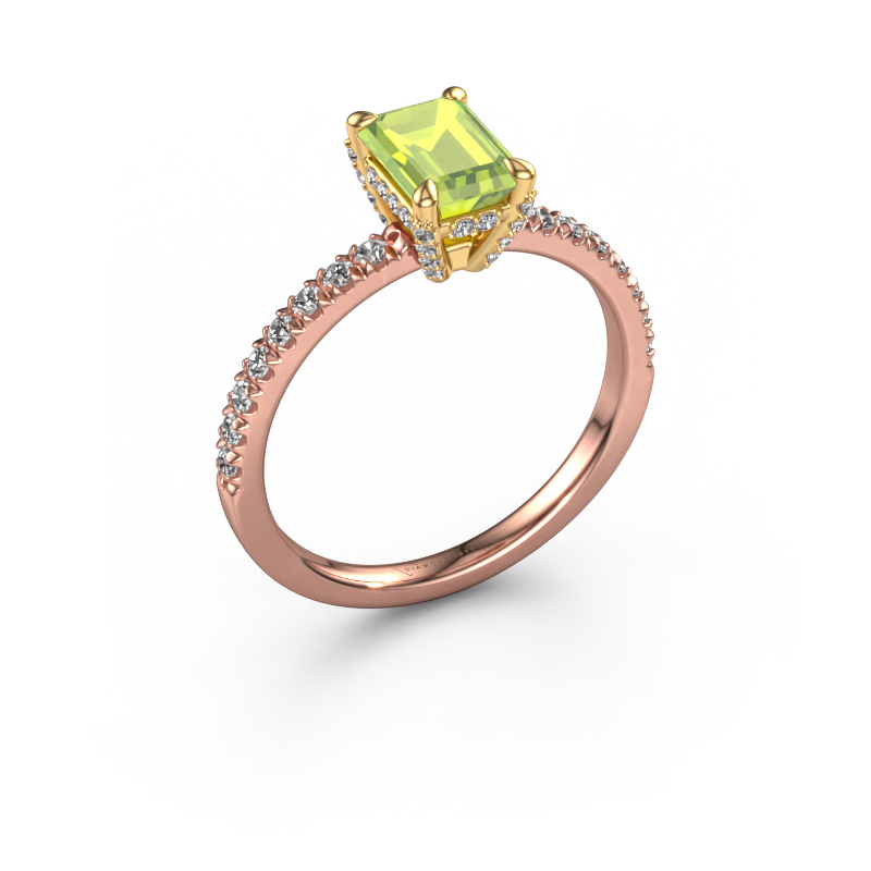 Image of Engagement ring Saskia eme 1 585 rose gold Peridot 7x5 mm