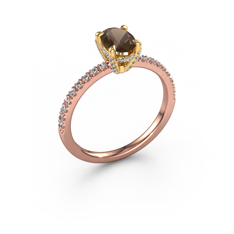 Image of Engagement ring Saskia 1 ovl 585 rose gold Smokey quartz 7x5 mm