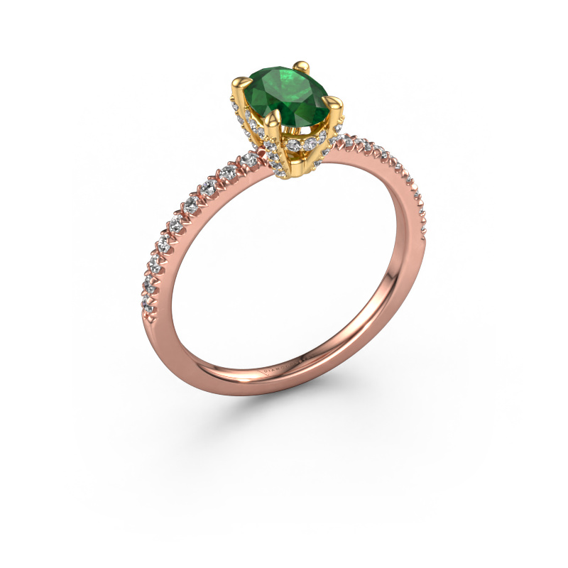 Image of Engagement ring Saskia 1 ovl 585 rose gold Emerald 7x5 mm