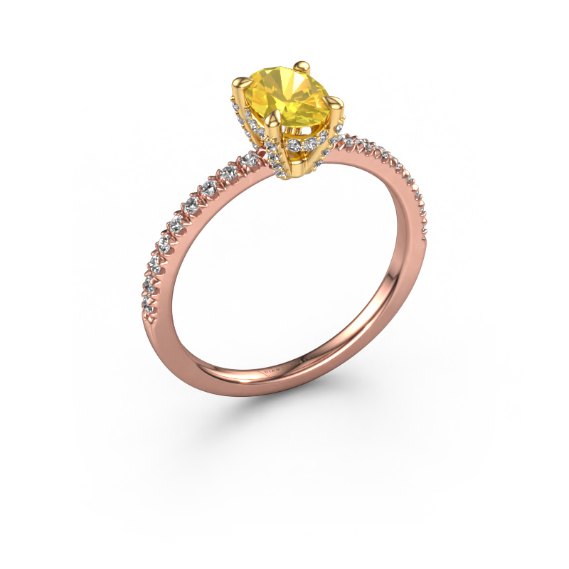 Image of Engagement ring Saskia 1 ovl 585 rose gold Yellow sapphire 7x5 mm