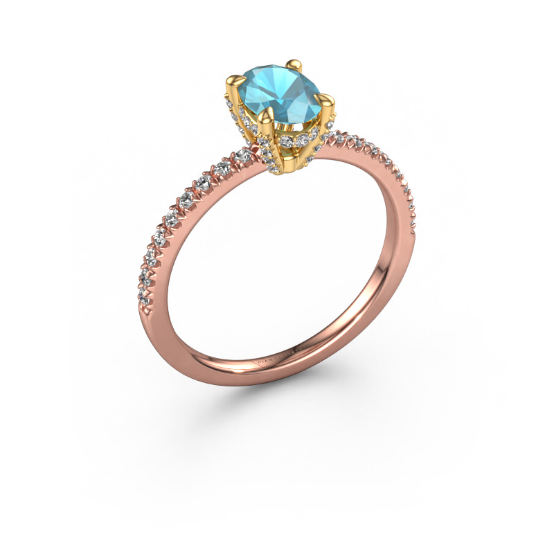 Bild von Verlobungsring Saskia 1 ovl 585 Roségold Blau Topas 7x5 mm