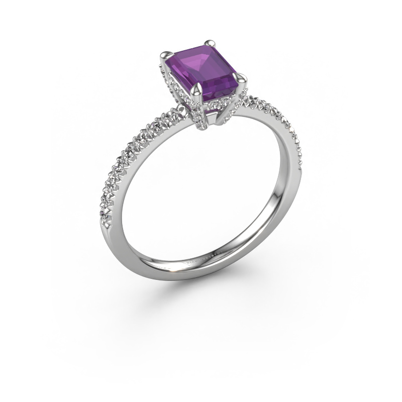 Image of Engagement ring Saskia eme 1 950 platinum Amethyst 7x5 mm