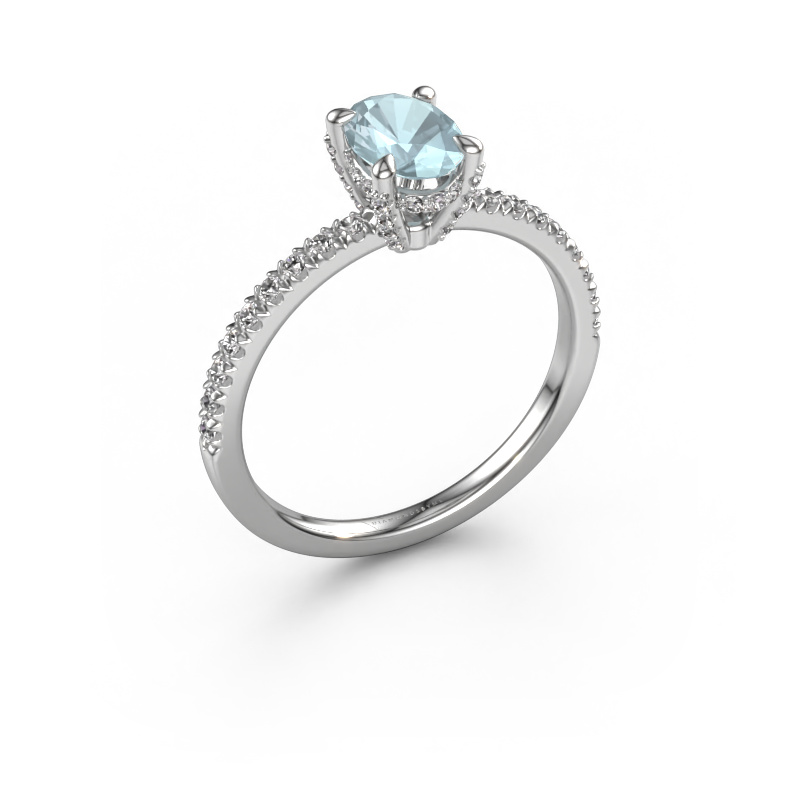 Image of Engagement ring Saskia 1 ovl 950 platinum Aquamarine 7x5 mm
