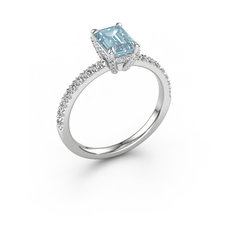 Immagine di Anello di fidanzamento Saskia EME 1 950 platino Diamante lab grown blu 7x5 mm