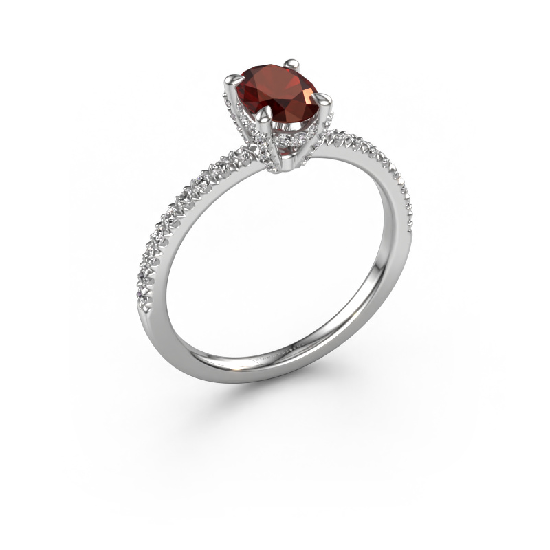 Image of Engagement ring Saskia 1 ovl 950 platinum Garnet 7x5 mm