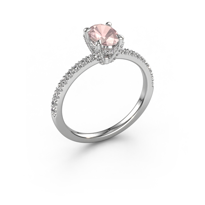 Image of Engagement ring Saskia 1 ovl 950 platinum Morganite champagne 7x5 mm