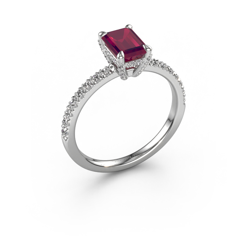 Image of Engagement ring Saskia eme 1 950 platinum Rhodolite 7x5 mm
