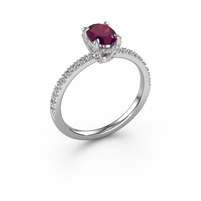 Image of Engagement ring Saskia 1 ovl 950 platinum Rhodolite 7x5 mm