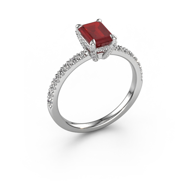 Image of Engagement ring Saskia eme 1 950 platinum Ruby 7x5 mm