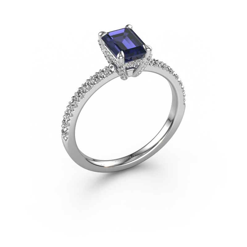 Image of Engagement ring Saskia eme 1 950 platinum Sapphire 7x5 mm