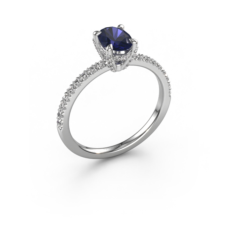Image of Engagement ring Saskia 1 ovl 950 platinum Sapphire 7x5 mm