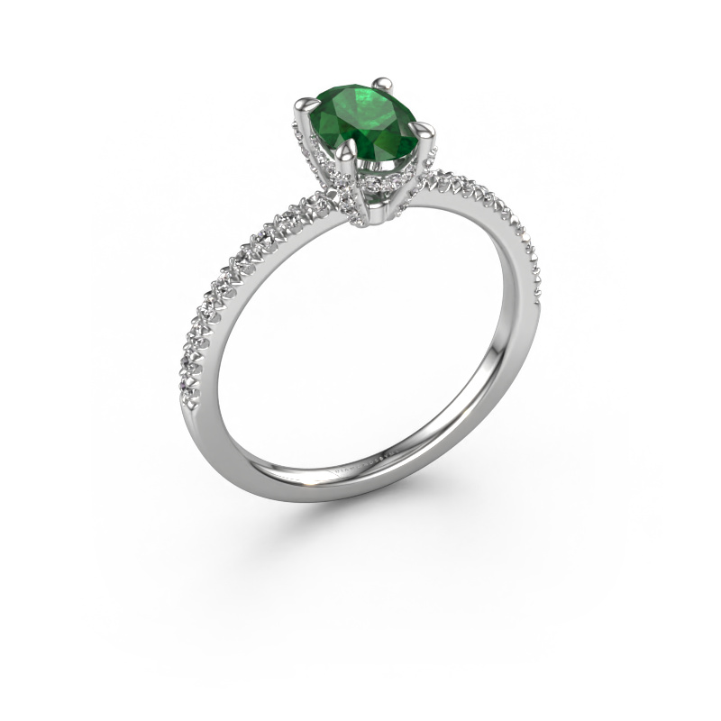 Image of Engagement ring Saskia 1 ovl 950 platinum Emerald 7x5 mm