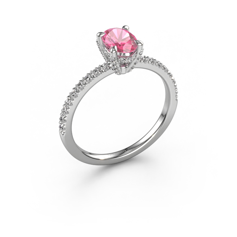 Image of Engagement ring Saskia 1 ovl 950 platinum Pink sapphire 7x5 mm