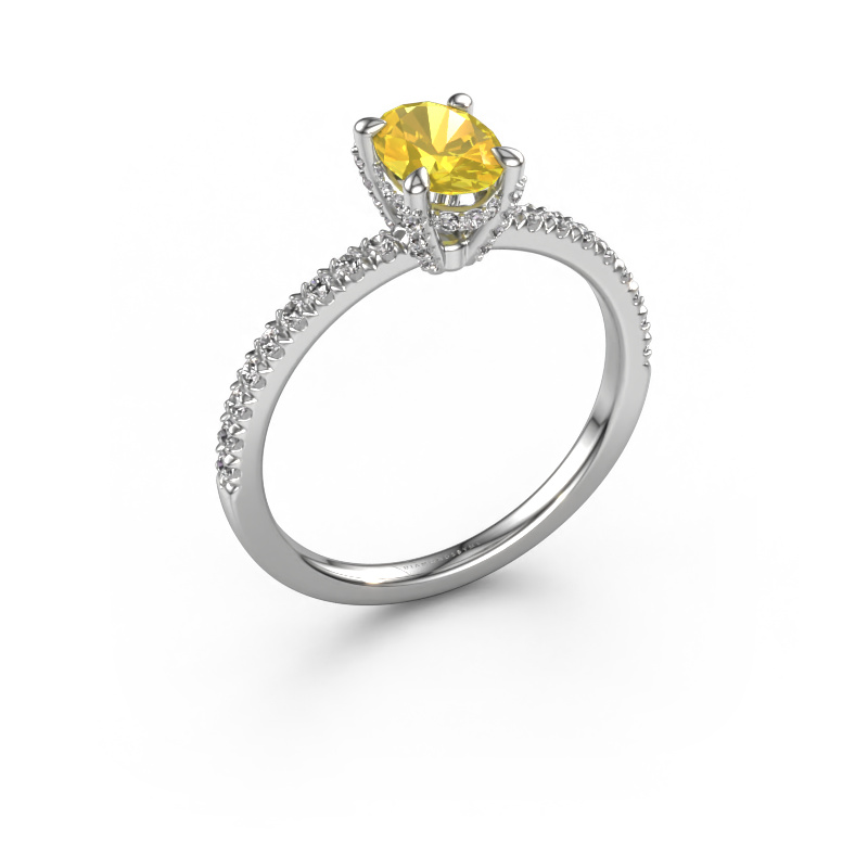 Image of Engagement ring Saskia 1 ovl 950 platinum Yellow sapphire 7x5 mm