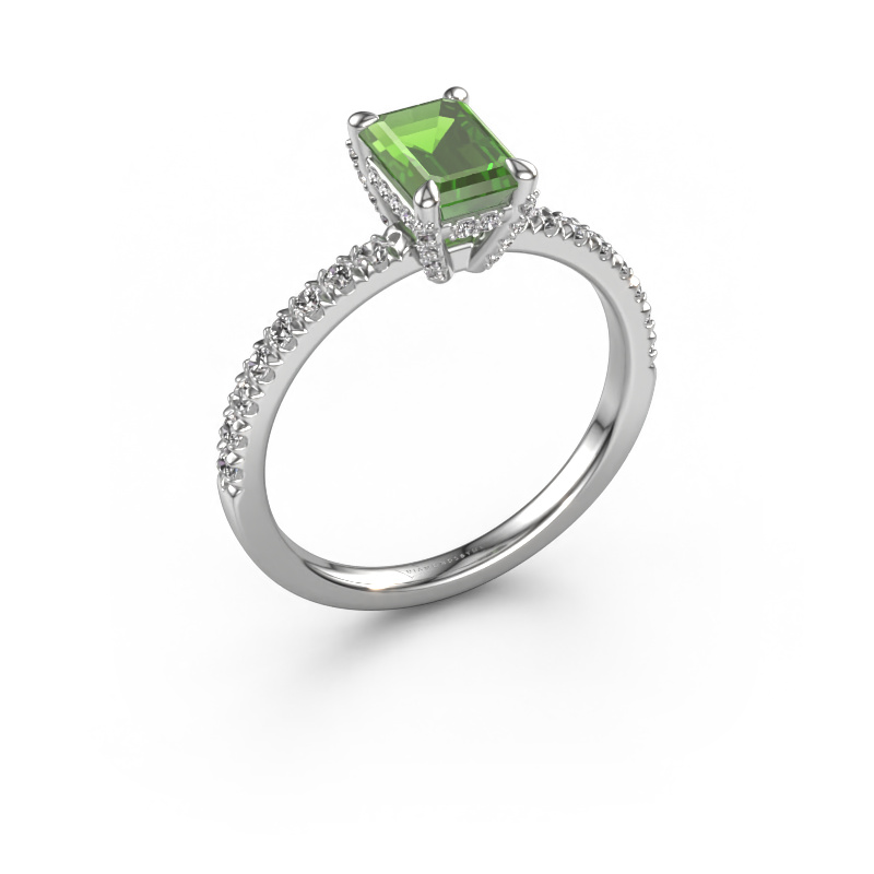 Image of Engagement ring Saskia eme 1 950 platinum Tourmaline green 7x5 mm