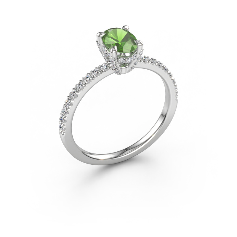 Immagine di Anello di fidanzamento Saskia 1 OVL 950 platino Tormalina verde 7x5 mm
