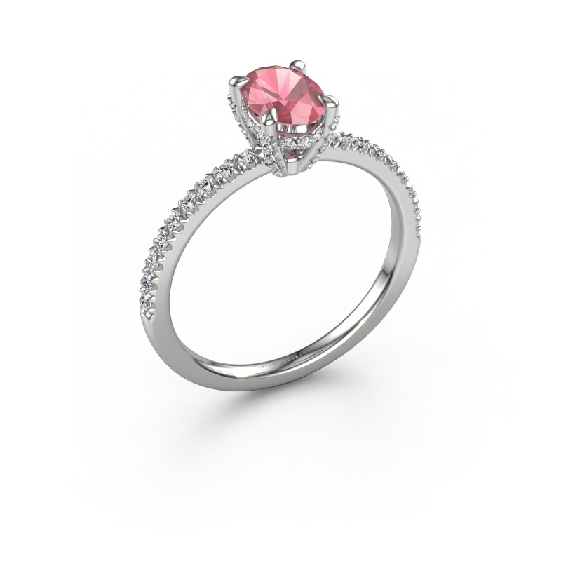 Bild von Verlobungsring Saskia 1 OVL 950 Platin Turmalin rosa 7x5 mm