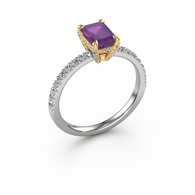 Bild von Verlobungsring Saskia eme 1 585 Weißgold Amethyst 7x5 mm