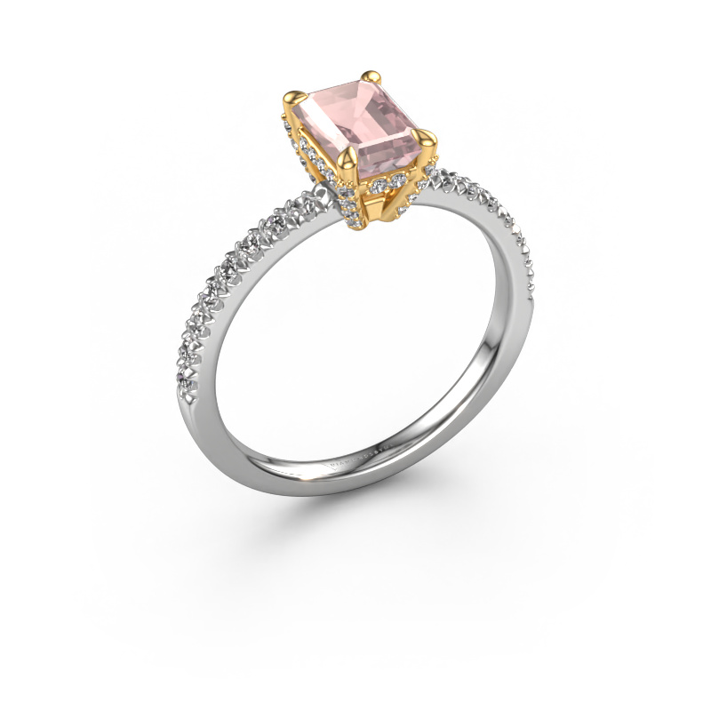 Image de Bague de fiançailles Saskia eme 1 585 or blanc Champagne morganite 7x5 mm