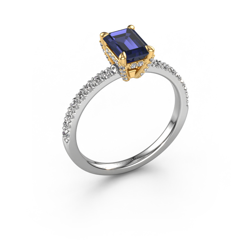 Bild von Verlobungsring Saskia eme 1 585 Weißgold Saphir 7x5 mm