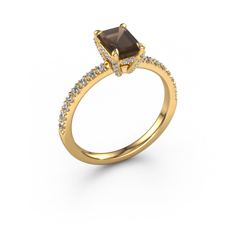 Image of Engagement ring Saskia eme 1 585 gold Smokey quartz 7x5 mm
