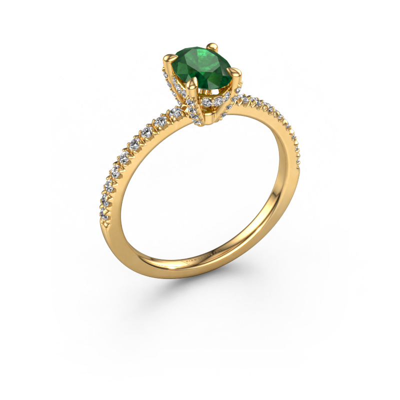 Image of Engagement ring Saskia 1 ovl 585 gold Emerald 7x5 mm