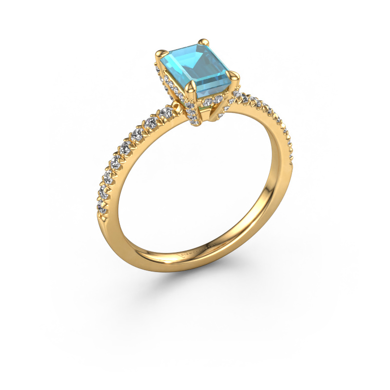 Bild von Verlobungsring Saskia eme 1 585 Gold Blau Topas 7x5 mm