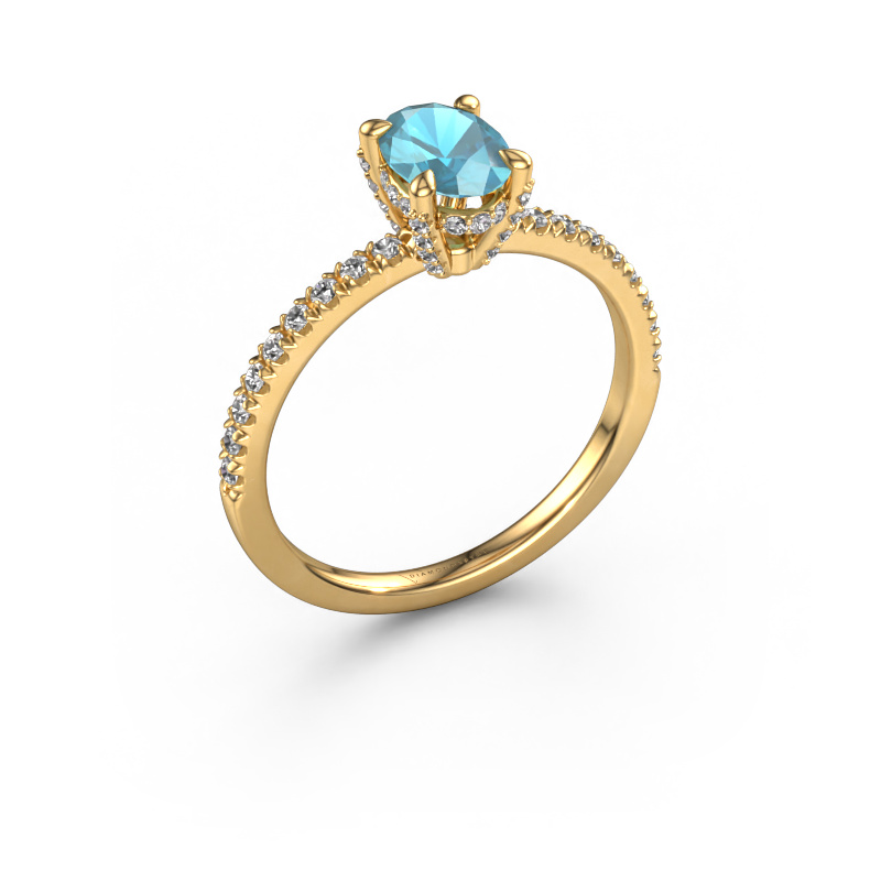 Image of Engagement ring Saskia 1 ovl 585 gold Blue topaz 7x5 mm