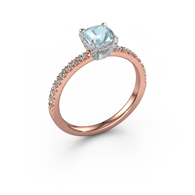 Image de Bague de fiançailles Saskia 1 cus 585 or rose Aigue-marine 5.5 mm