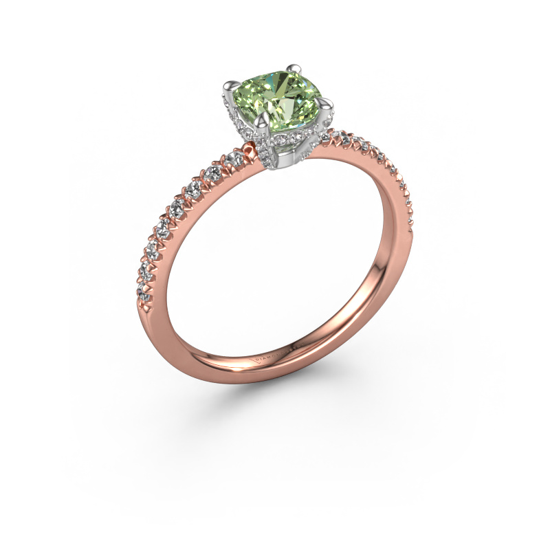Image of Engagement ring Saskia 1 cus 585 rose gold Green lab grown diamond 5.5 mm