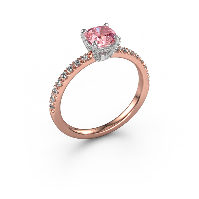 Image of Engagement ring Saskia 1 cus 585 rose gold Pink lab grown diamond 5.5 mm