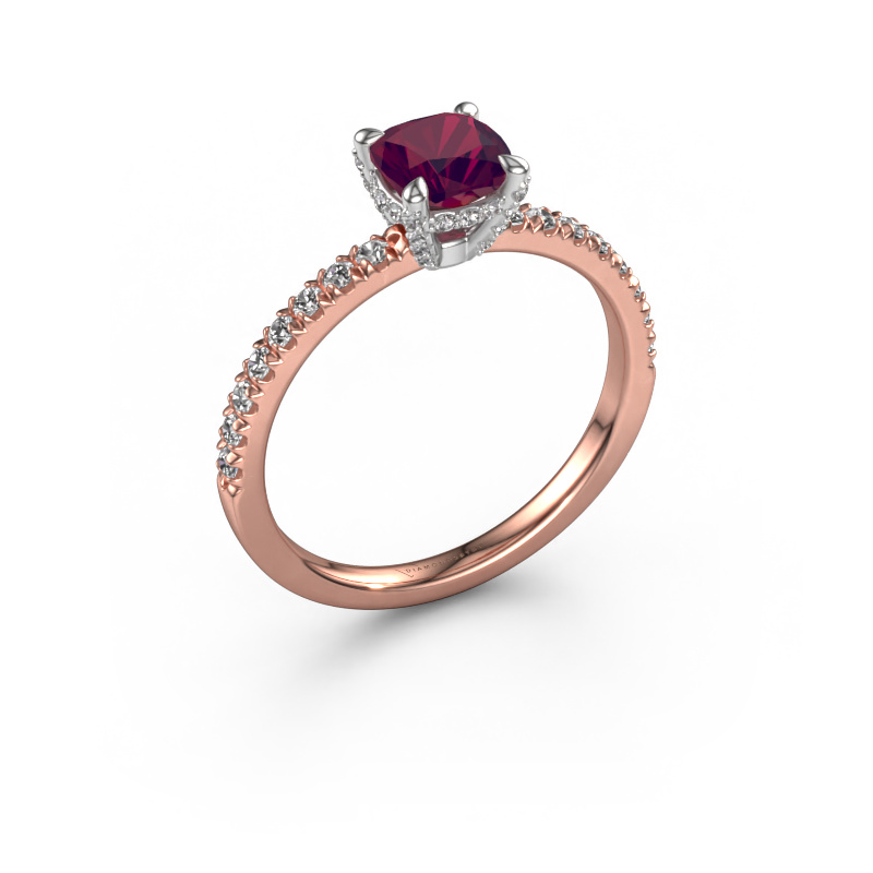Image de Bague de fiançailles Saskia 1 cus 585 or rose Rhodolite 5.5 mm