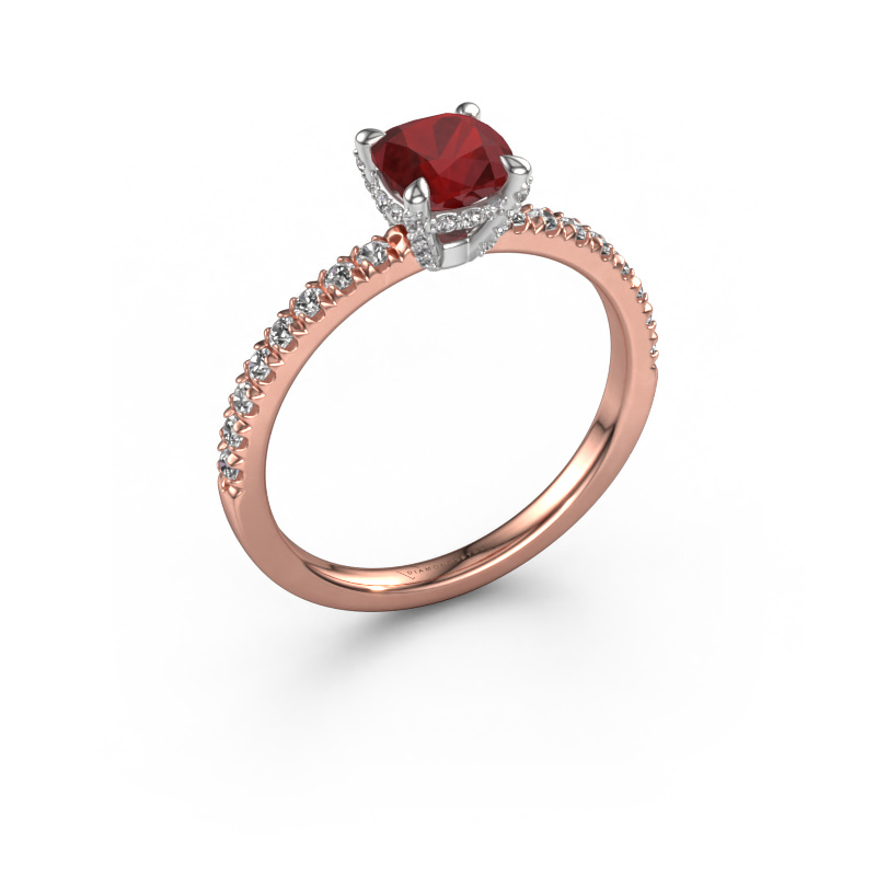 Image of Engagement ring Saskia 1 cus 585 rose gold Ruby 5.5 mm