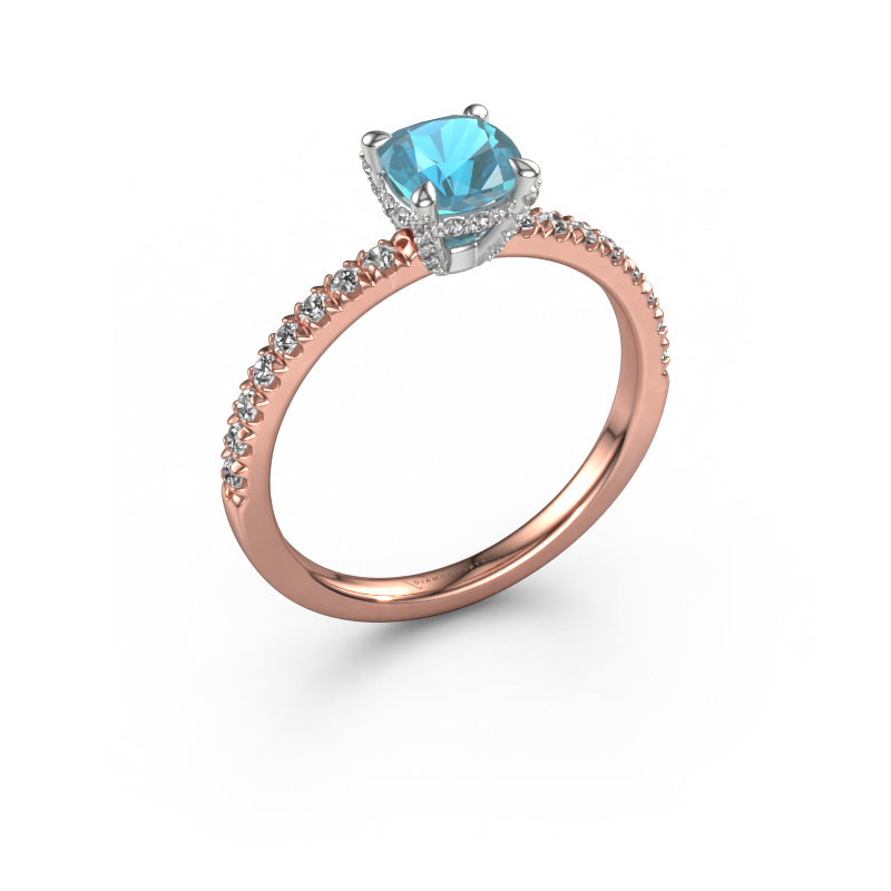 Image of Engagement ring Saskia 1 cus 585 rose gold Blue topaz 5.5 mm